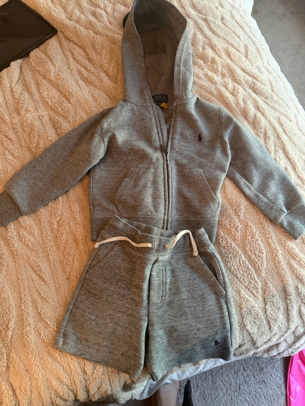 Ralph Lauren Heather Gray Hooded Zip Sweatshirt & Shorts Set
